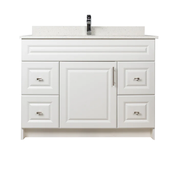 42" MDF - Both Side Draw - White - Raised Panel Doors