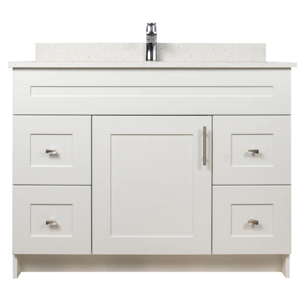 42" MDF - Both Side Draw - White - Shaker Doors - Softclose Hardware