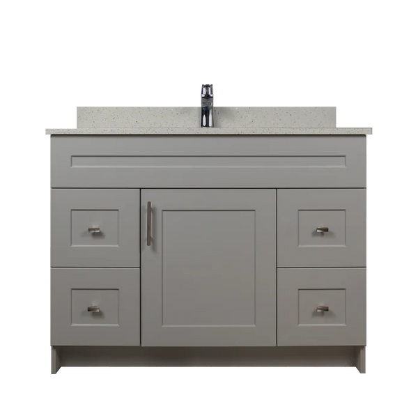 42" MDF - Both Side Draw - Light Grey - Shaker Doors - Softclose Hardware