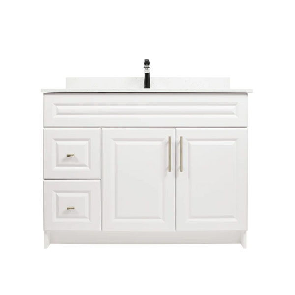 42" MDF - Left Side Draw - White - Raised Panel Doors