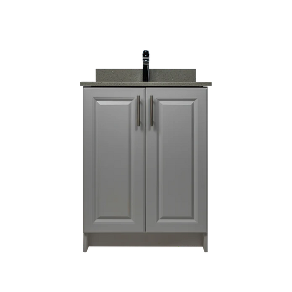 24" Gray Raised Pannel Base - 2-Door MDF Cabinet with Soft-Close Hardware