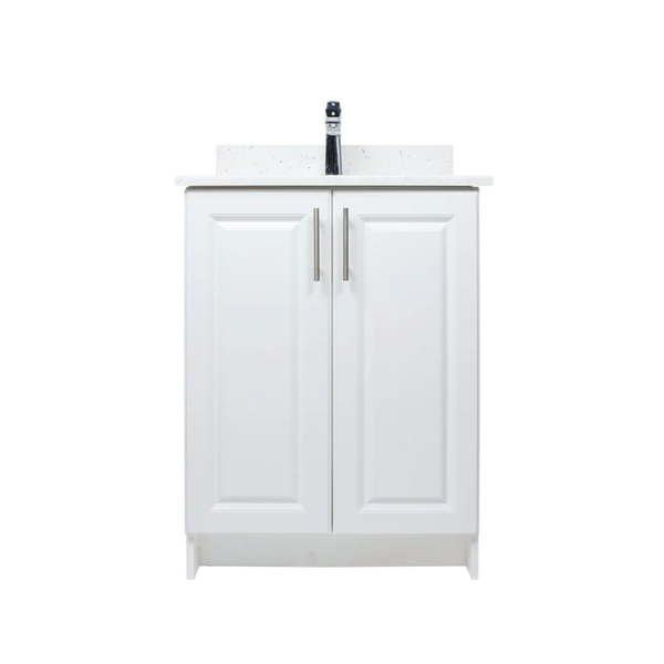 24" White Raised Pannel Base - 2-Door MDF Cabinet with Soft-Close Hardware