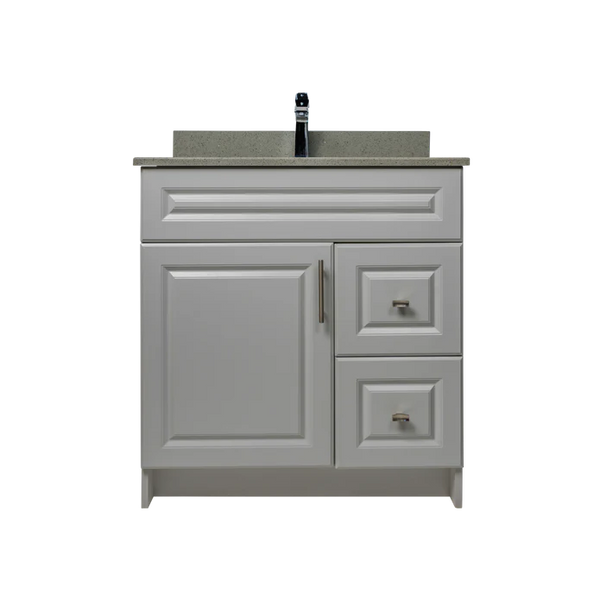 30" MDF - Right Side Draw - Light Grey - Raised Panel Doors