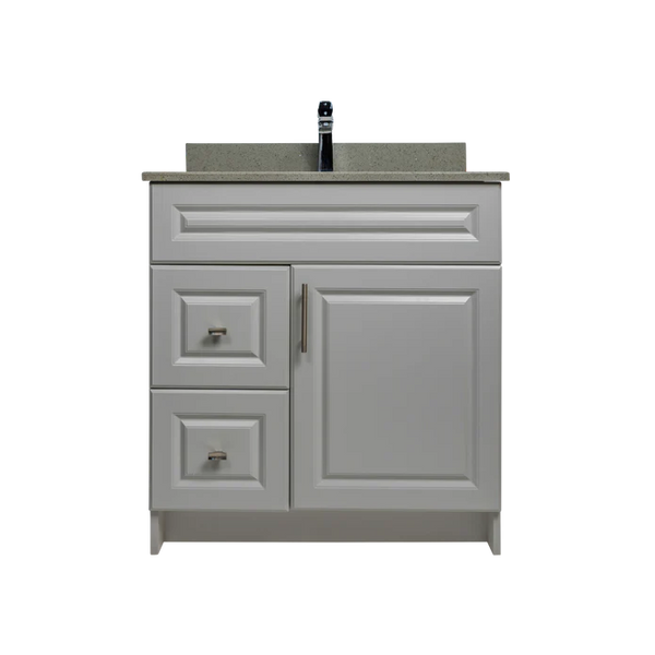 30" MDF - Left Side Draw - Light Grey - Raised Panel Doors