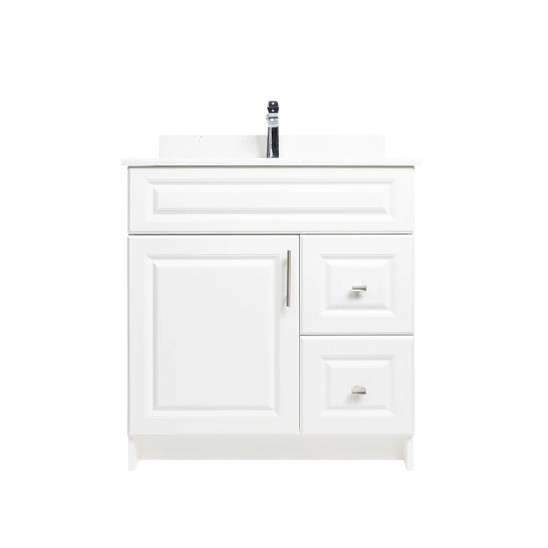 30" MDF - Right Side Draw - White - Raised Panel Doors