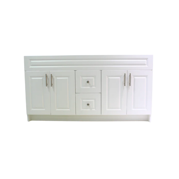60" MDF - Double Sink - White - Raised Panel Doors