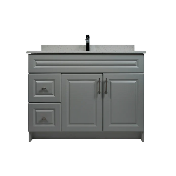 42" MDF - Left Side Draw - Light Grey - Raised Panel Doors