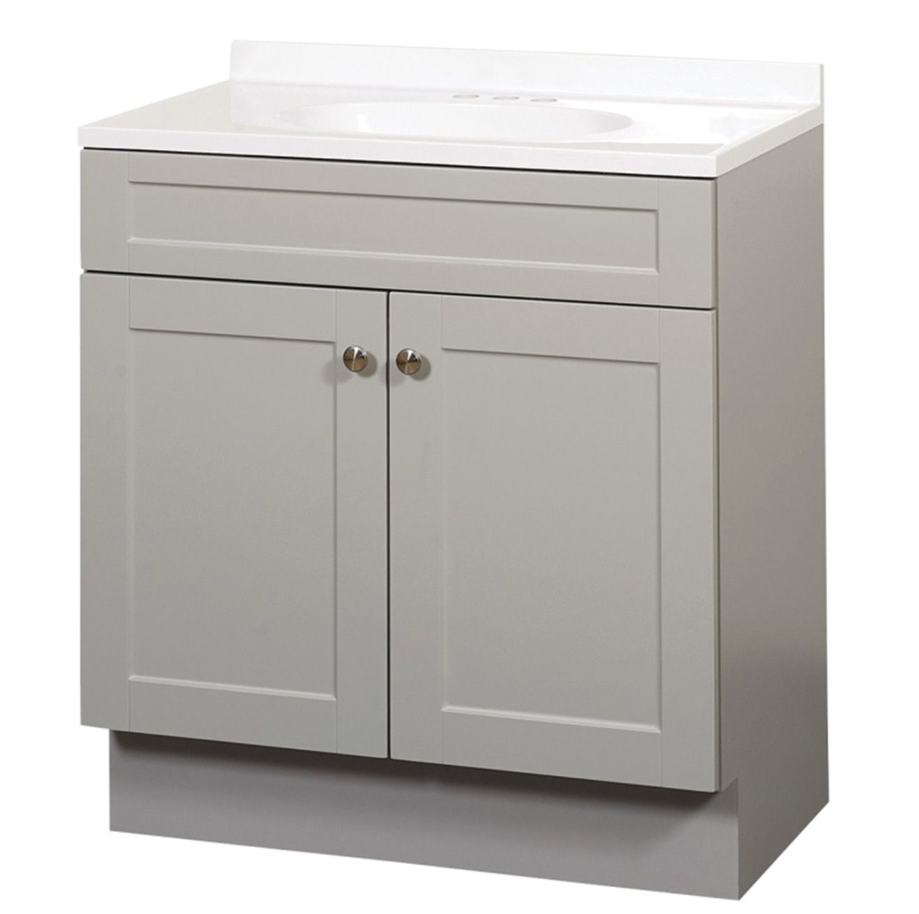 36" Gray Shaker Vanity Base - 2-Door MDF Cabinet with Soft-Close Hardware