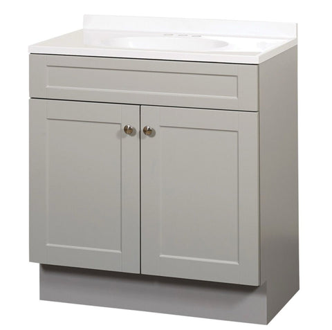 36" Gray Shaker Vanity Base - 2-Door MDF Cabinet with Soft-Close Hardware