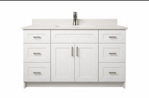 48"White Shaker Vanity Base -Both Side Draw with 2-Door MDF Cabinet with Soft-Close Hardware