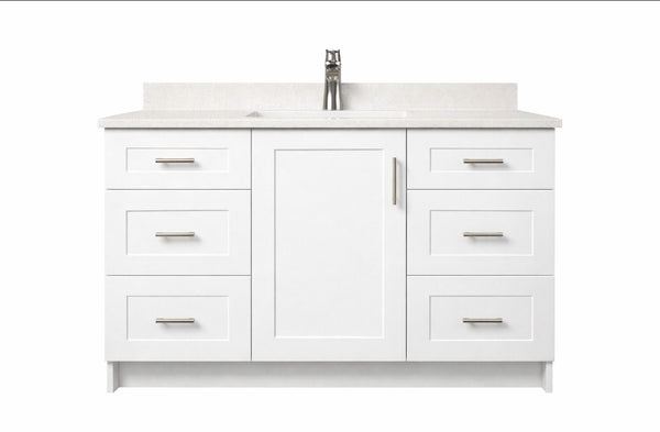 42"White Shaker Vanity Base -Both Side Draw with 2-Door MDF Cabinet with Soft-Close Hardware