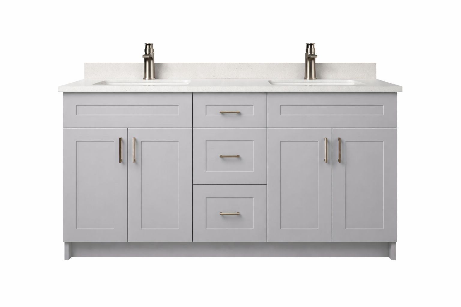 60″ MDF – Double Sink – White – Shaker Doors – Soft-Close Hardware