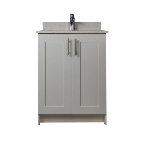 24" Gray Shaker Vanity Base - 2-Door MDF Cabinet with Soft-Close Hardware
